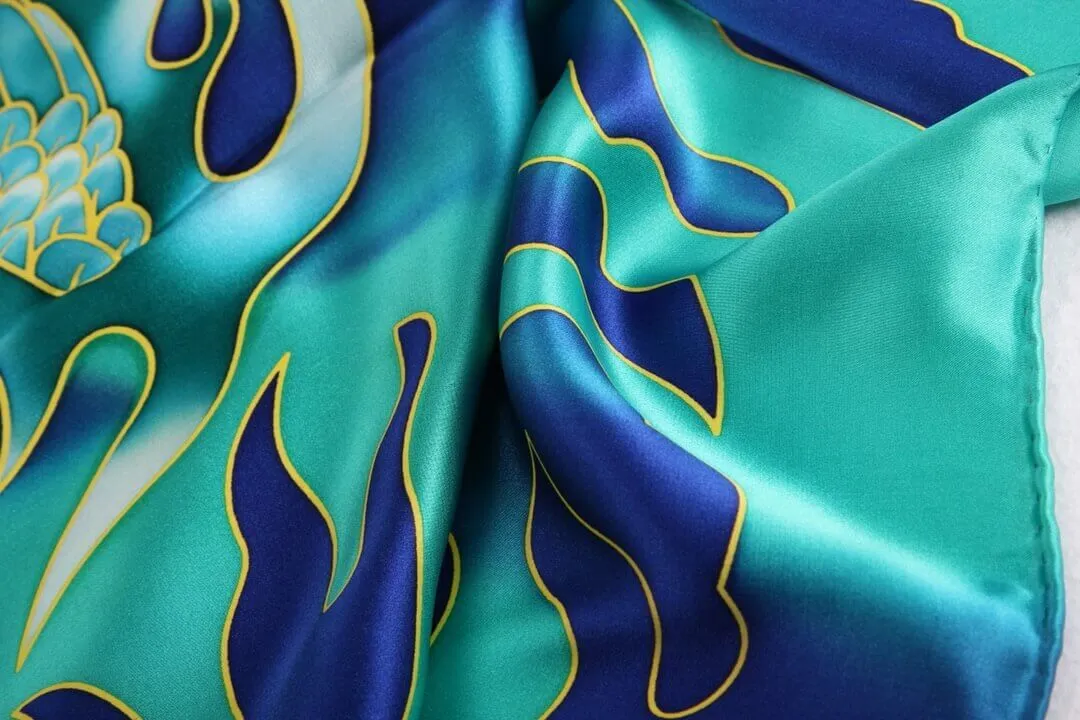 Limited Edition Hand Painted Silk Scarf|Green