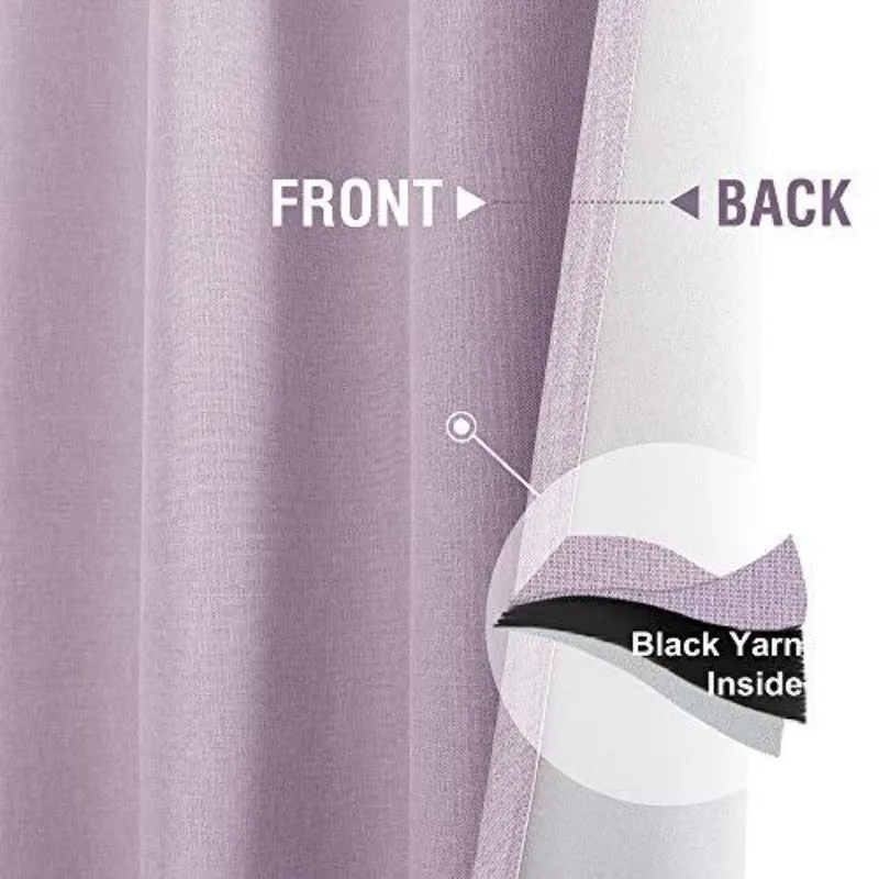 Linen Texture Curtains Light Reducing Grommet Top Drapes Window 2 Panels