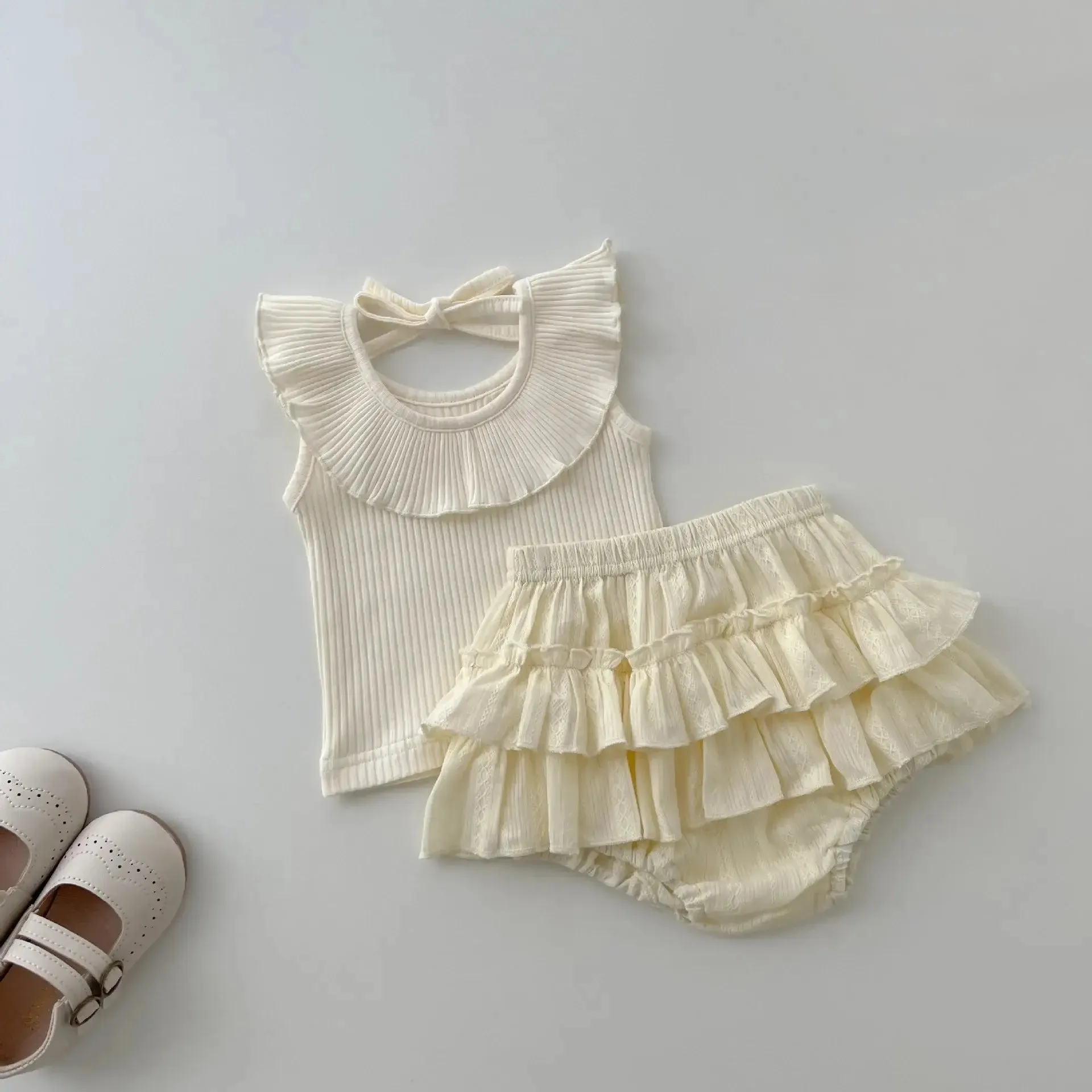 Lotus Collar Top & Princess Shorts Set