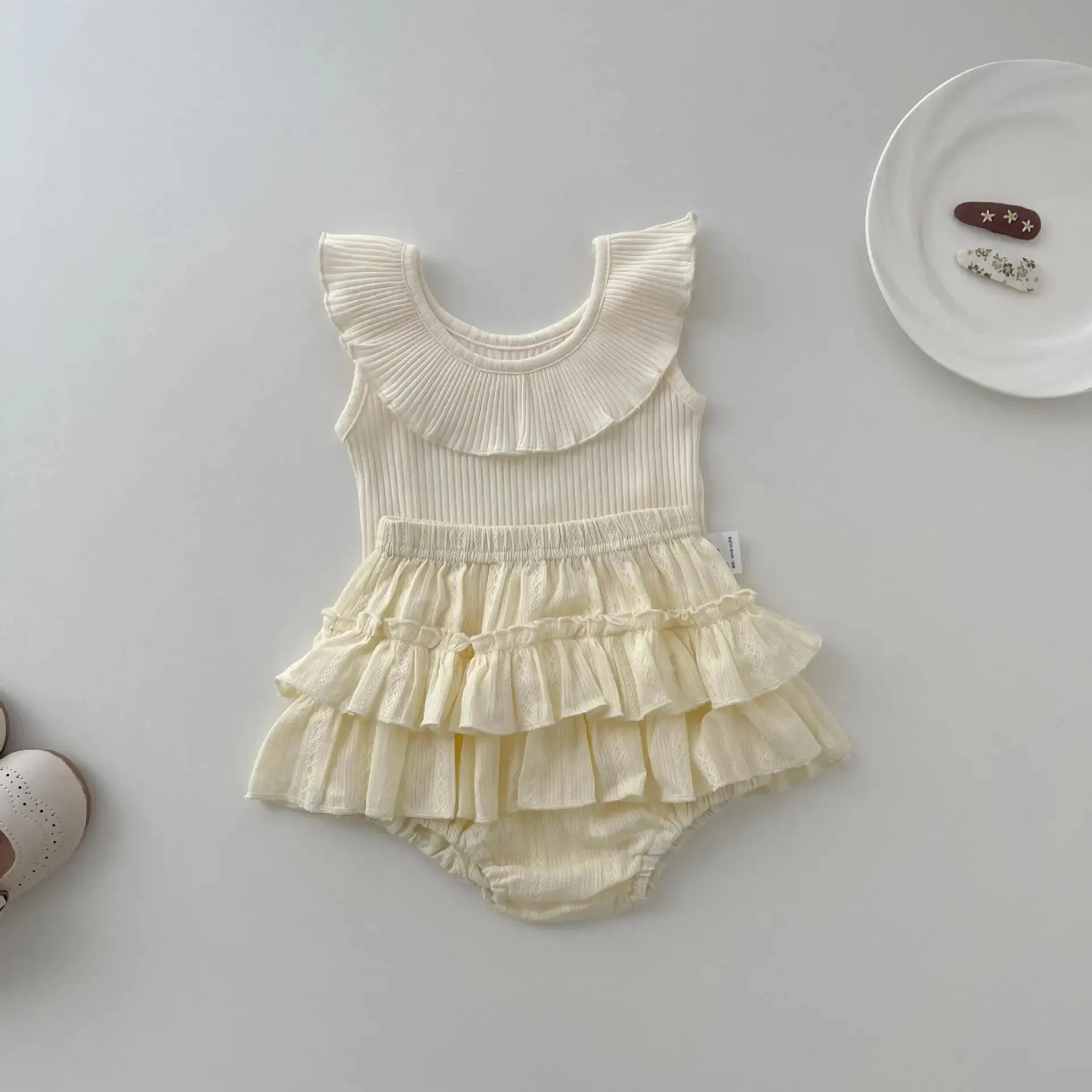 Lotus Collar Top & Princess Shorts Set