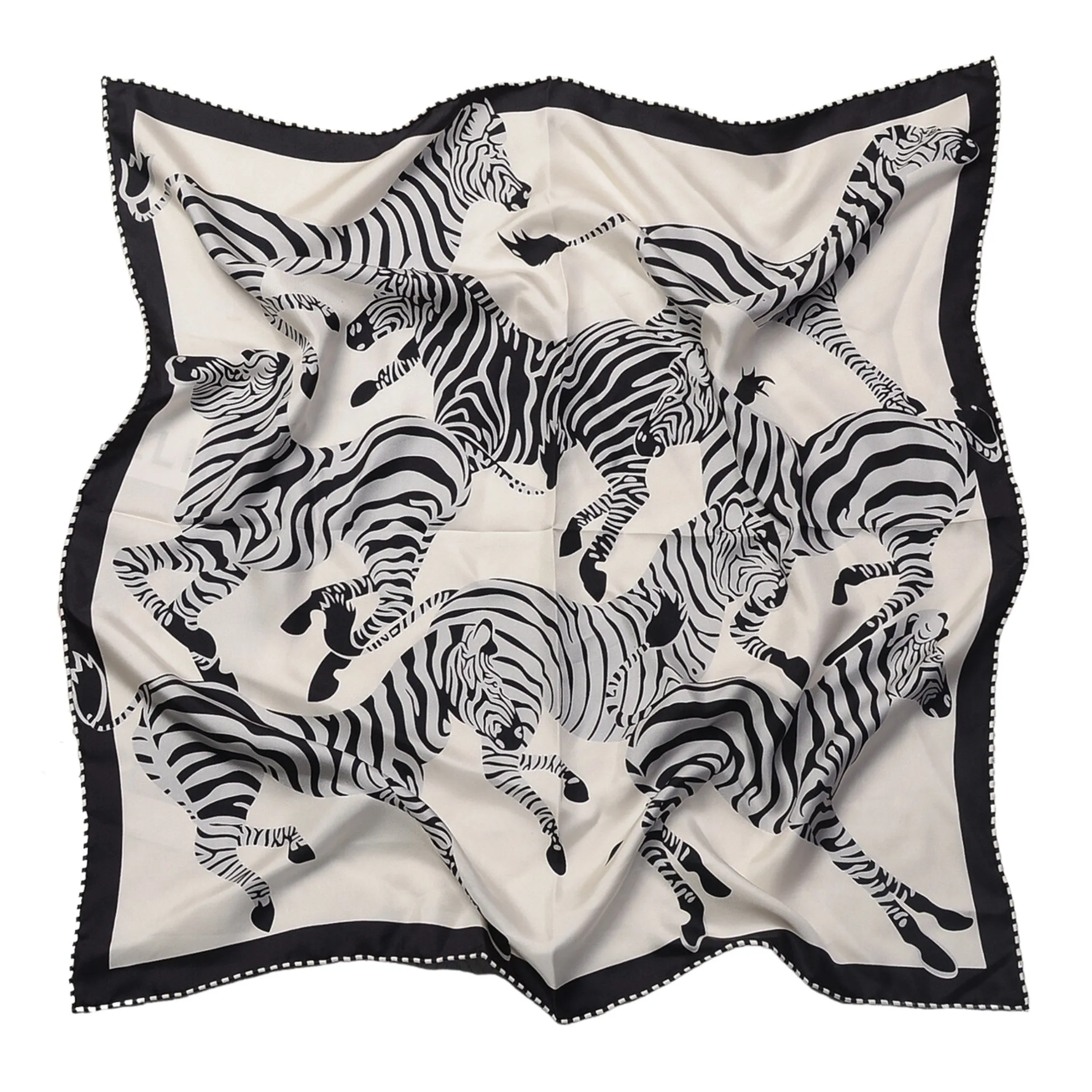 Luxe Zebra Print Pure Mulberry Silk Scarf Bandana