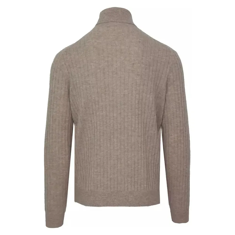 Malo Beige Cashmere-Wool Blend Turtleneck Sweater