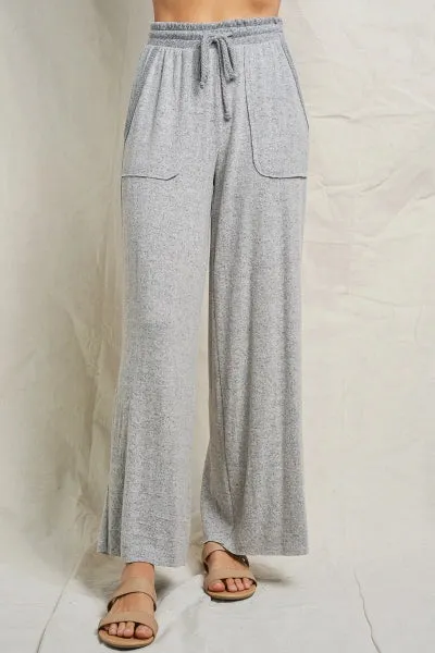 Maronie Grey Lounge Set | Twist Front Top   Wide Leg Pants