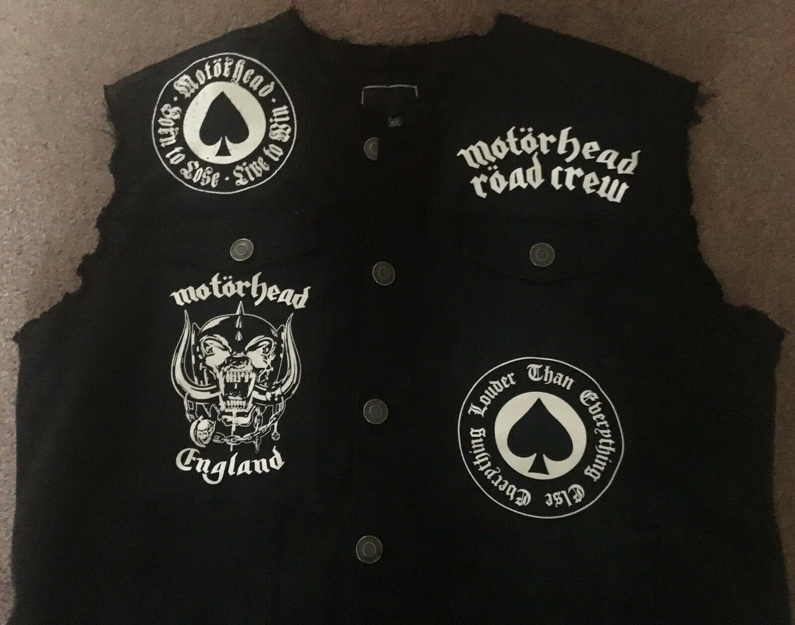 Motörhead Road Crew Denim Vest Cut-Off Battle Jacket Everything Louder