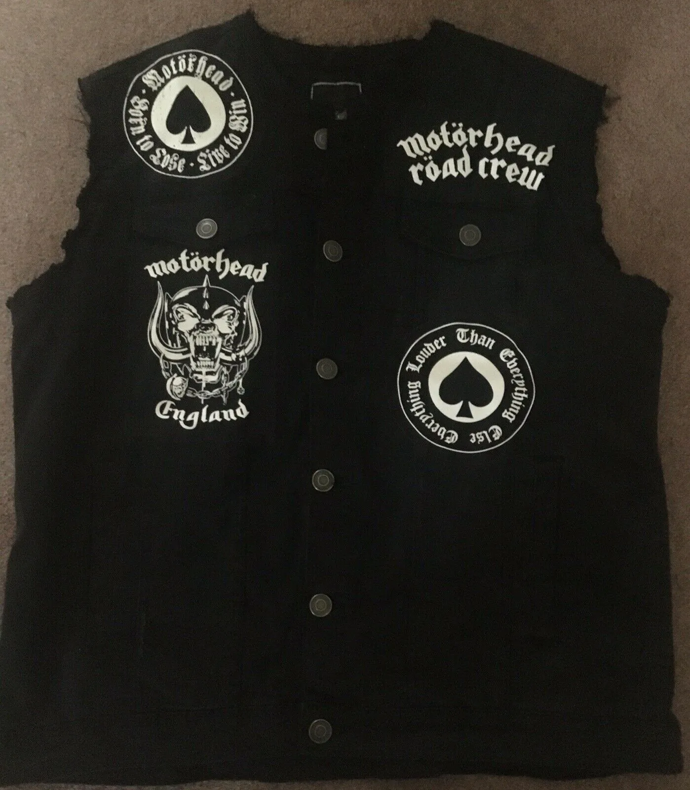 Motörhead Road Crew Denim Vest Cut-Off Battle Jacket Everything Louder