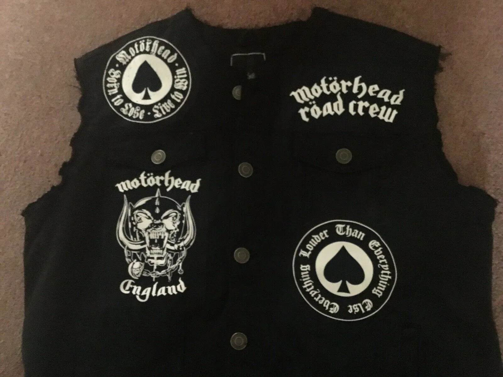 Motörhead Road Crew Denim Vest Cut-Off Battle Jacket Everything Louder