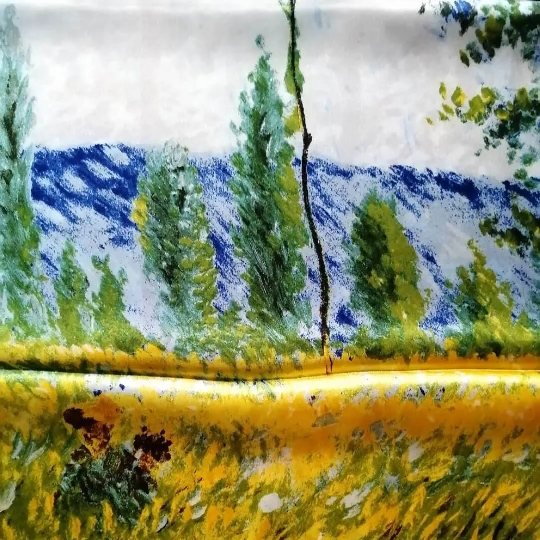 Oil Paint Silk Scarf| Oil Paint Spring Field