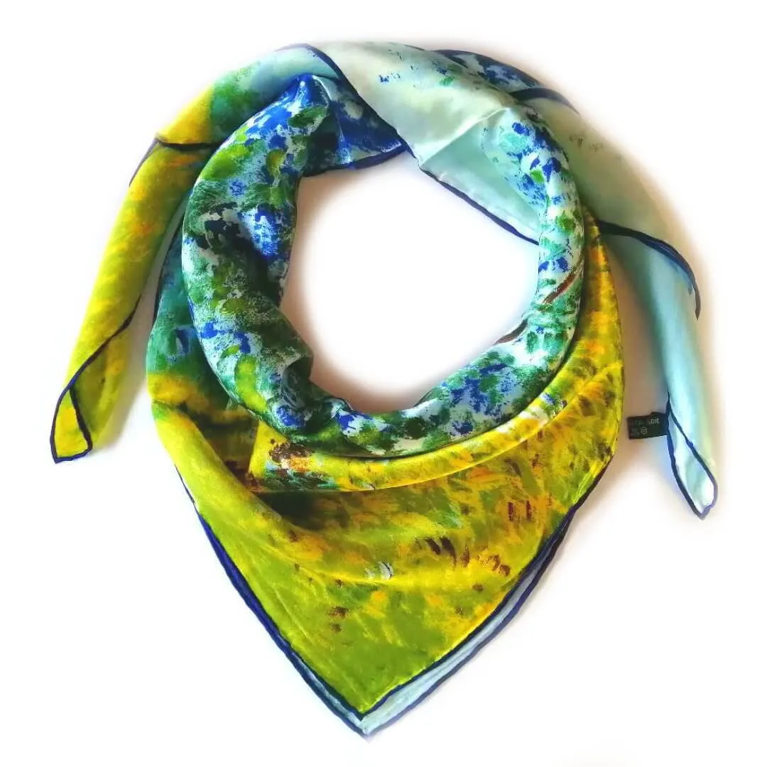 Oil Paint Silk Scarf| Oil Paint Spring Field