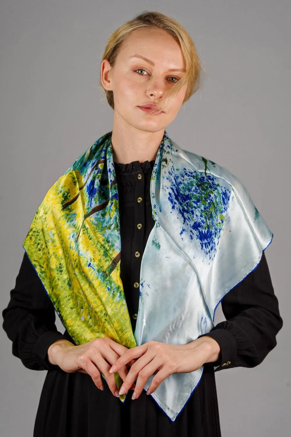 Oil Paint Silk Scarf| Oil Paint Spring Field