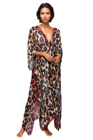 Poolside Maxi Dress Animal Kingdom  Print in Red