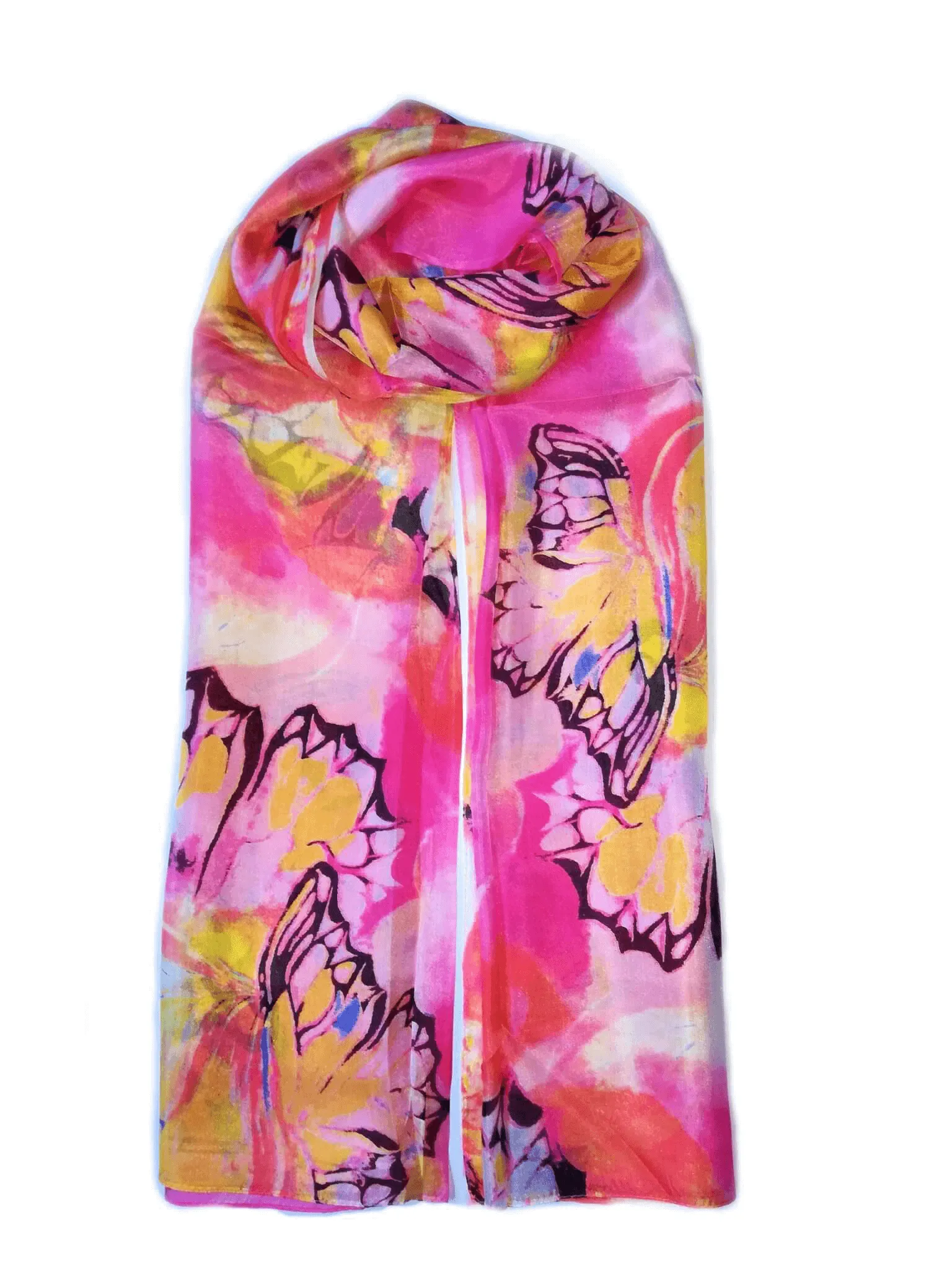 Rainbow Range| Large Silk Scarf Butterfly Pink