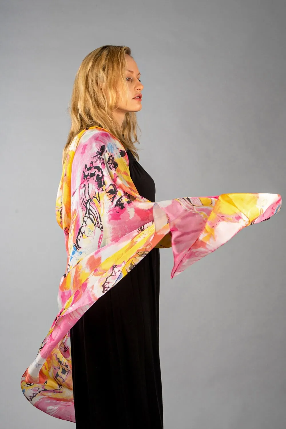 Rainbow Range| Large Silk Scarf Butterfly Pink