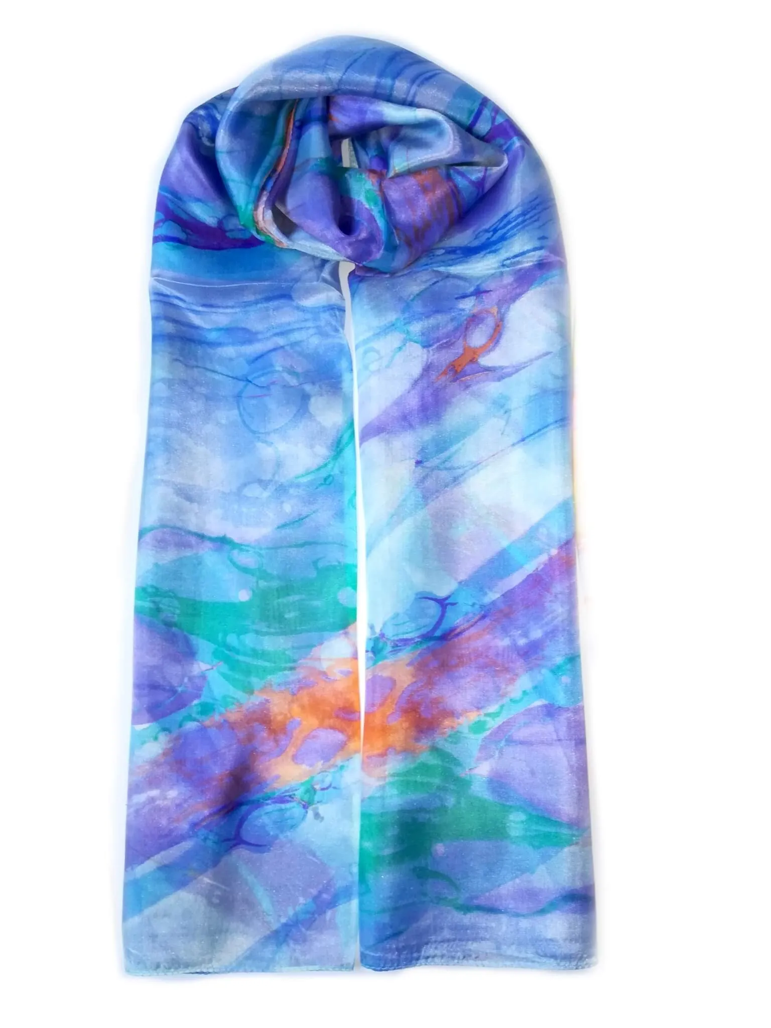 Rainbow Range|Large Silk Scarf Azure Delight