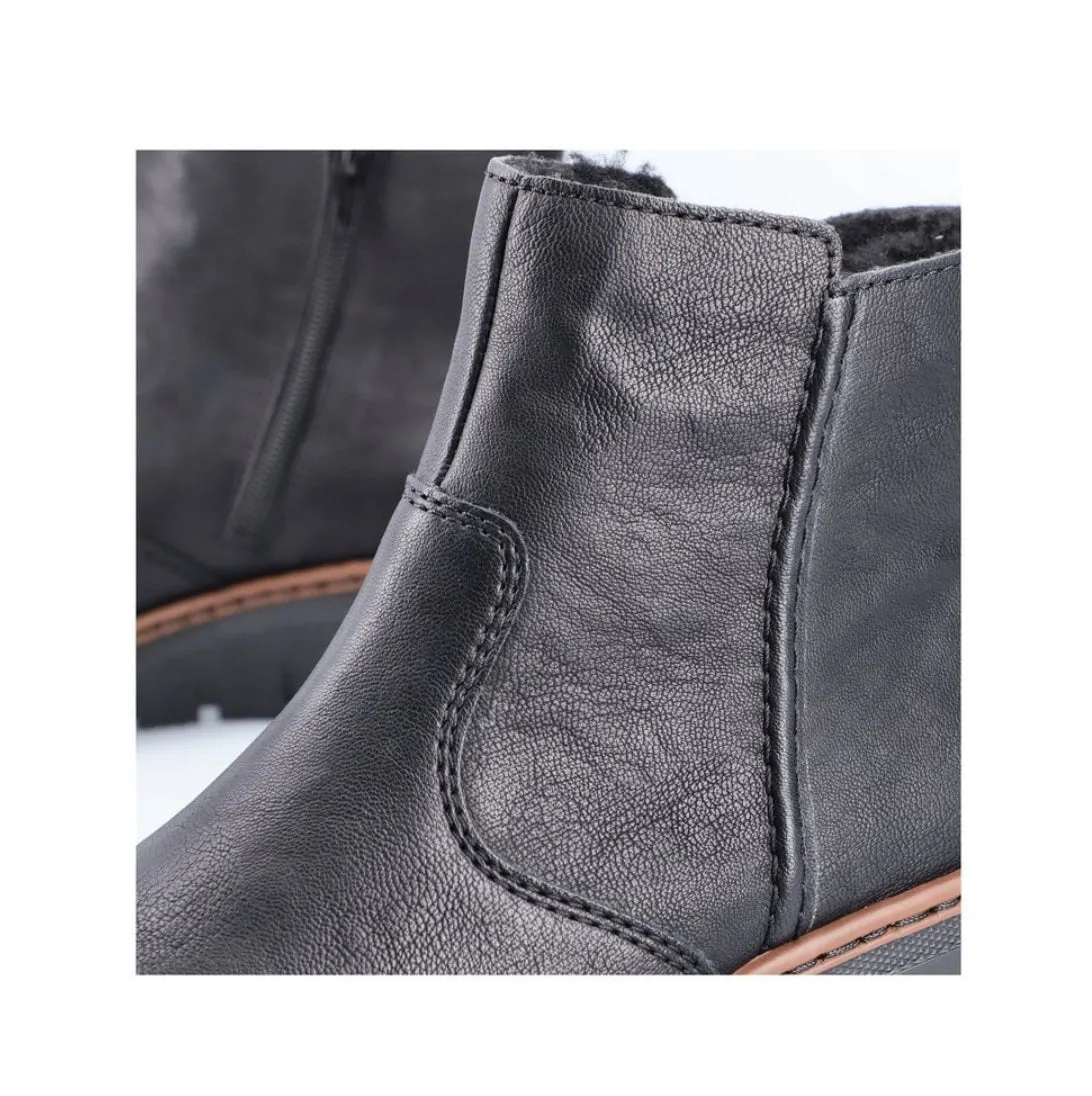 Rieker X9165-00 Kuwait Black Wedge Ankle Boots