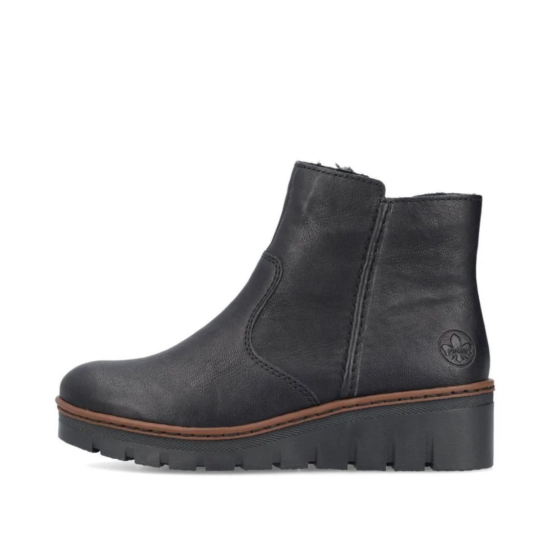 Rieker X9165-00 Kuwait Black Wedge Ankle Boots