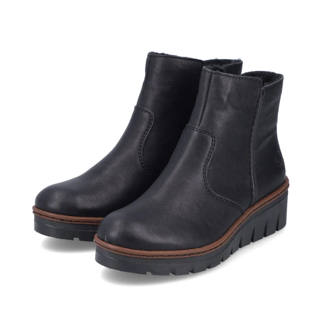 Rieker X9165-00 Kuwait Black Wedge Ankle Boots