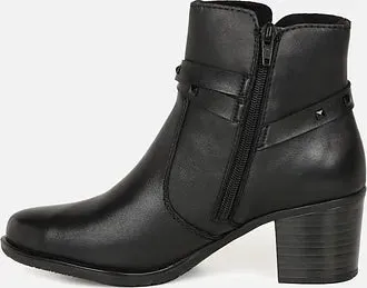 Rieker Y2059-00 Lugano Black Leather Block Heeled Ankle Boots