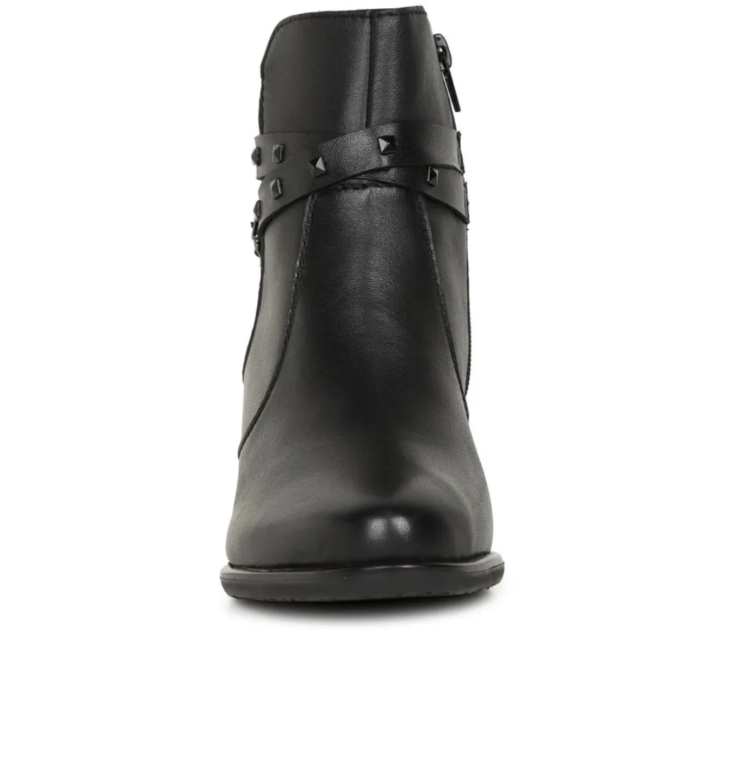 Rieker Y2059-00 Lugano Black Leather Block Heeled Ankle Boots