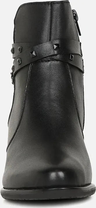 Rieker Y2059-00 Lugano Black Leather Block Heeled Ankle Boots