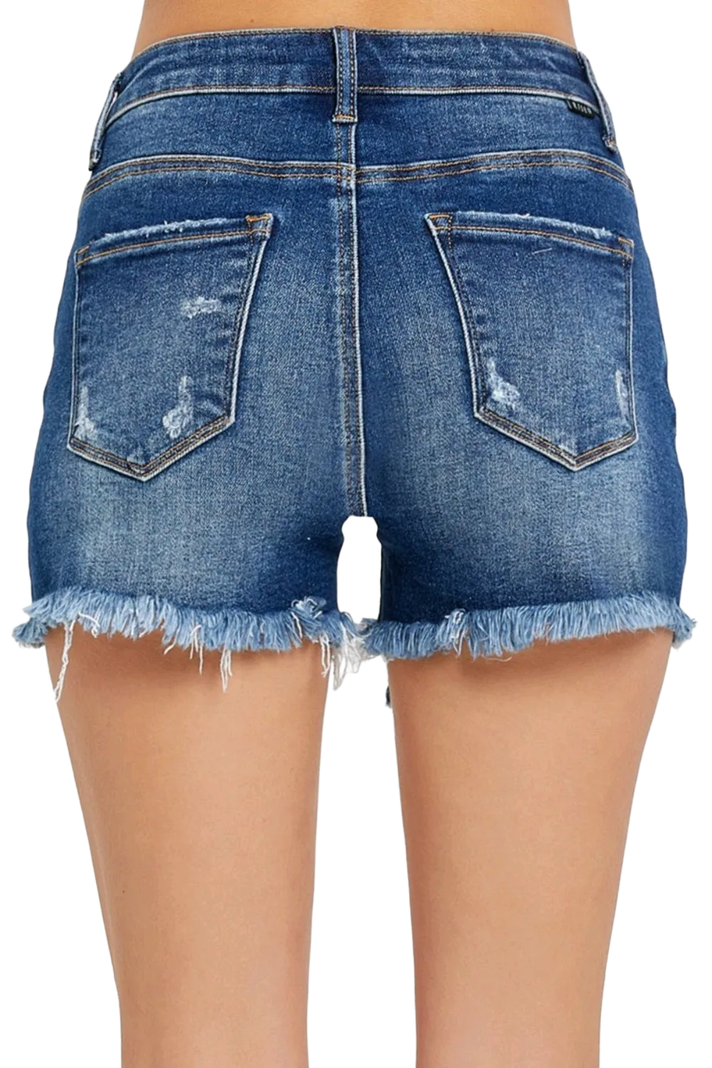 RISEN Full Size High Rise Distressed Denim Shorts