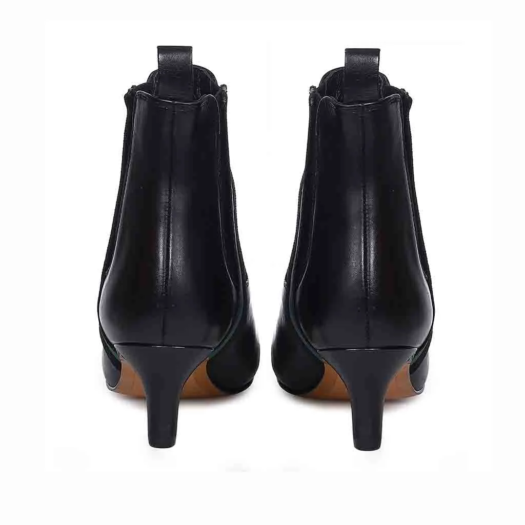 Saint Ashlyn Black Crust Leather Handcrafted Ankle Boots