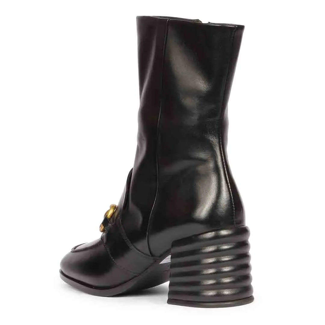 Saint Daffodil Black Leather High Ankle Boots