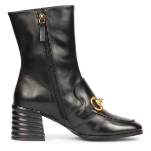 Saint Daffodil Black Leather High Ankle Boots