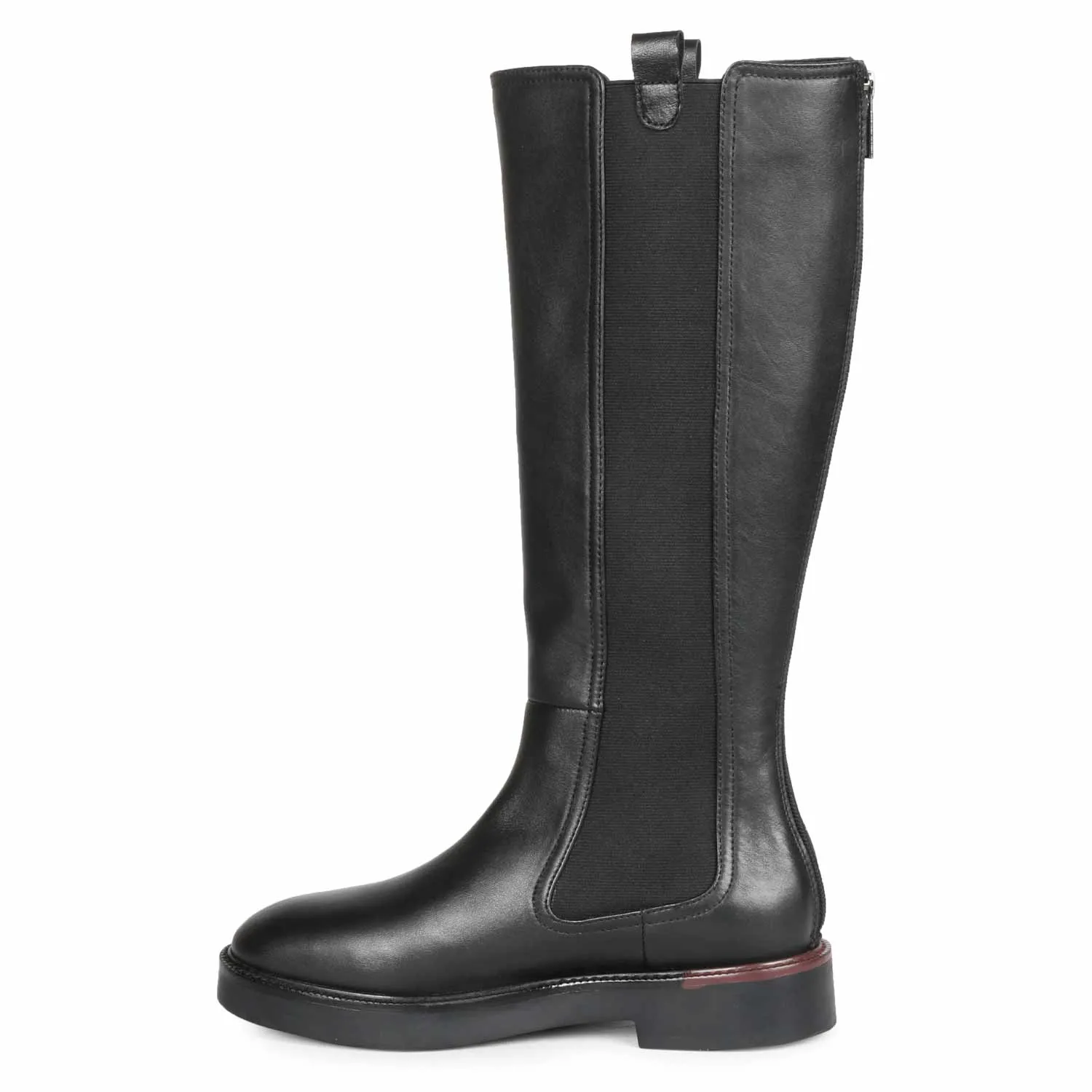 Saint Pietro Black Leather Elasticated Back Zipper Long Boots