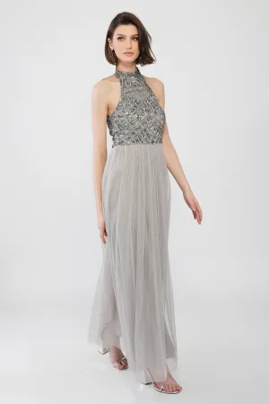 Sareen Grey Embellished Maxi Dress