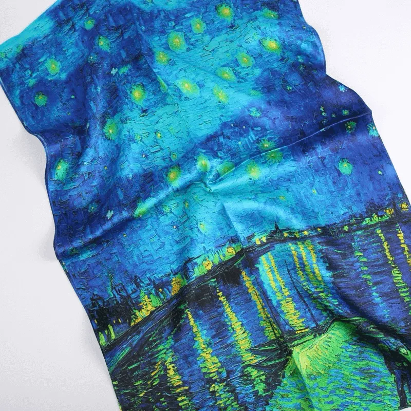 Silk Scarf Collecitons|Blossom Range|Starry Night Design|Blue|Long Silk Scarf