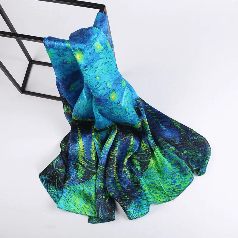 Silk Scarf Collecitons|Blossom Range|Starry Night Design|Blue|Long Silk Scarf