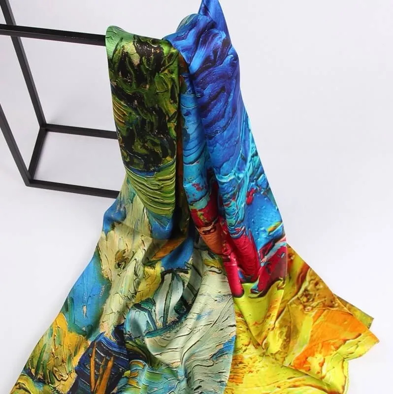 Silk Scarf Collections|Blossom Range|Autumn Design|Golden|Long Silk Scarf