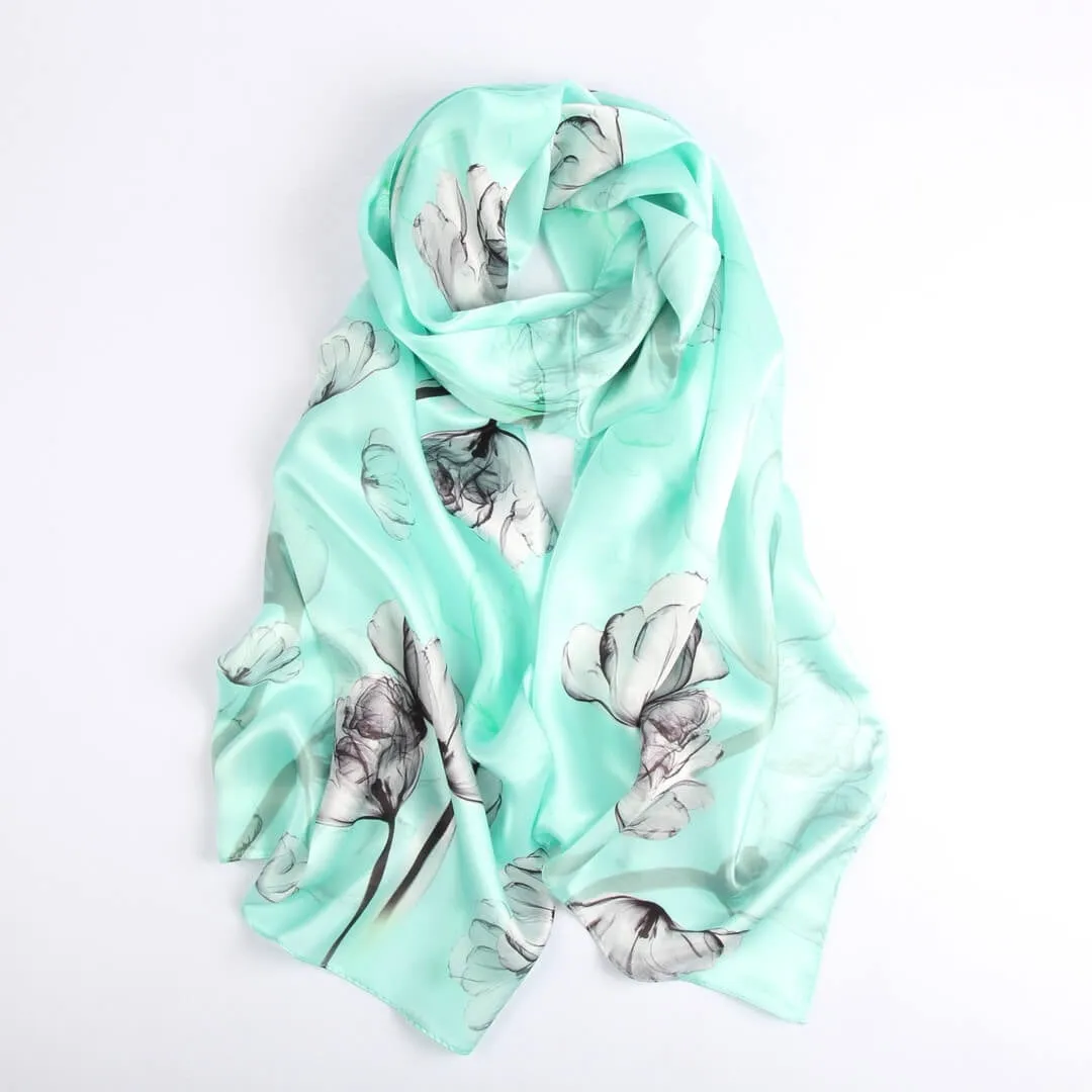 Silk Scarf Collections|Blossom Range|Mint Green