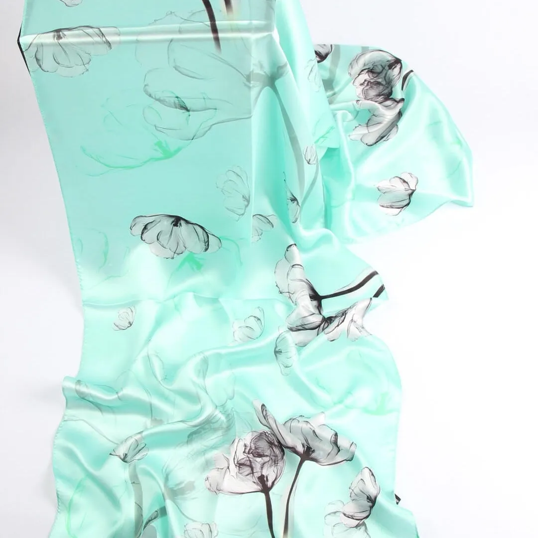 Silk Scarf Collections|Blossom Range|Mint Green