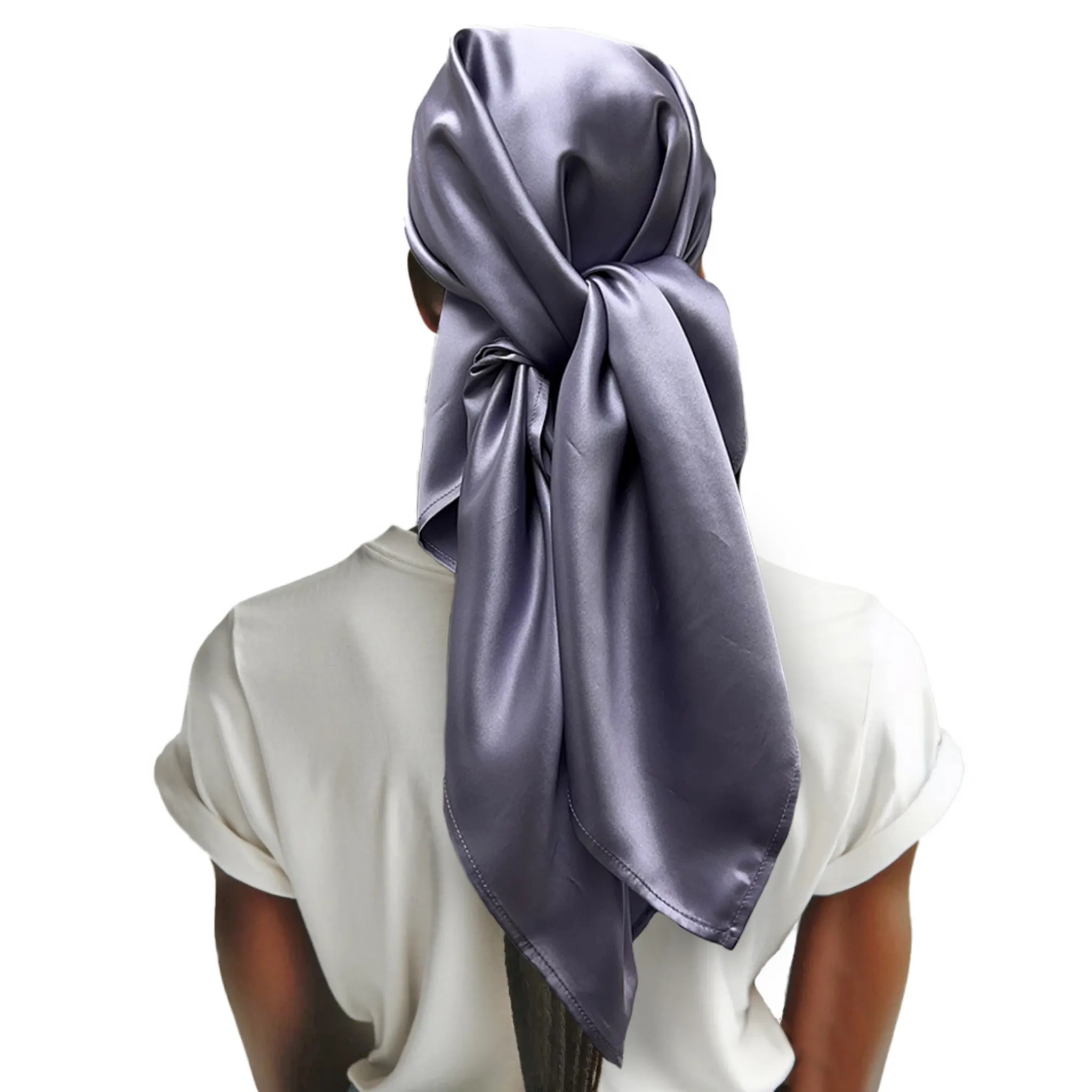 Silk Square Head Scarf - Lilac