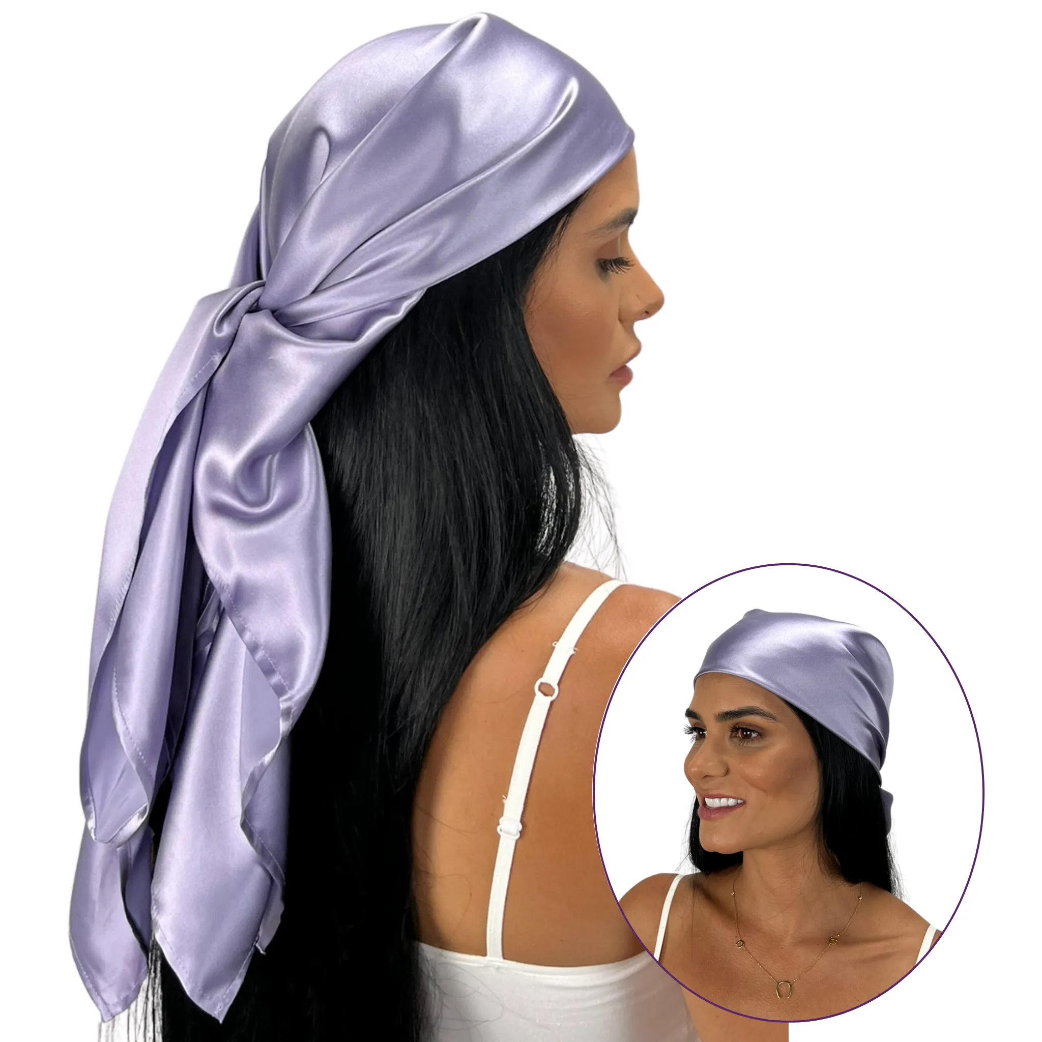 Silk Square Head Scarf - Lilac