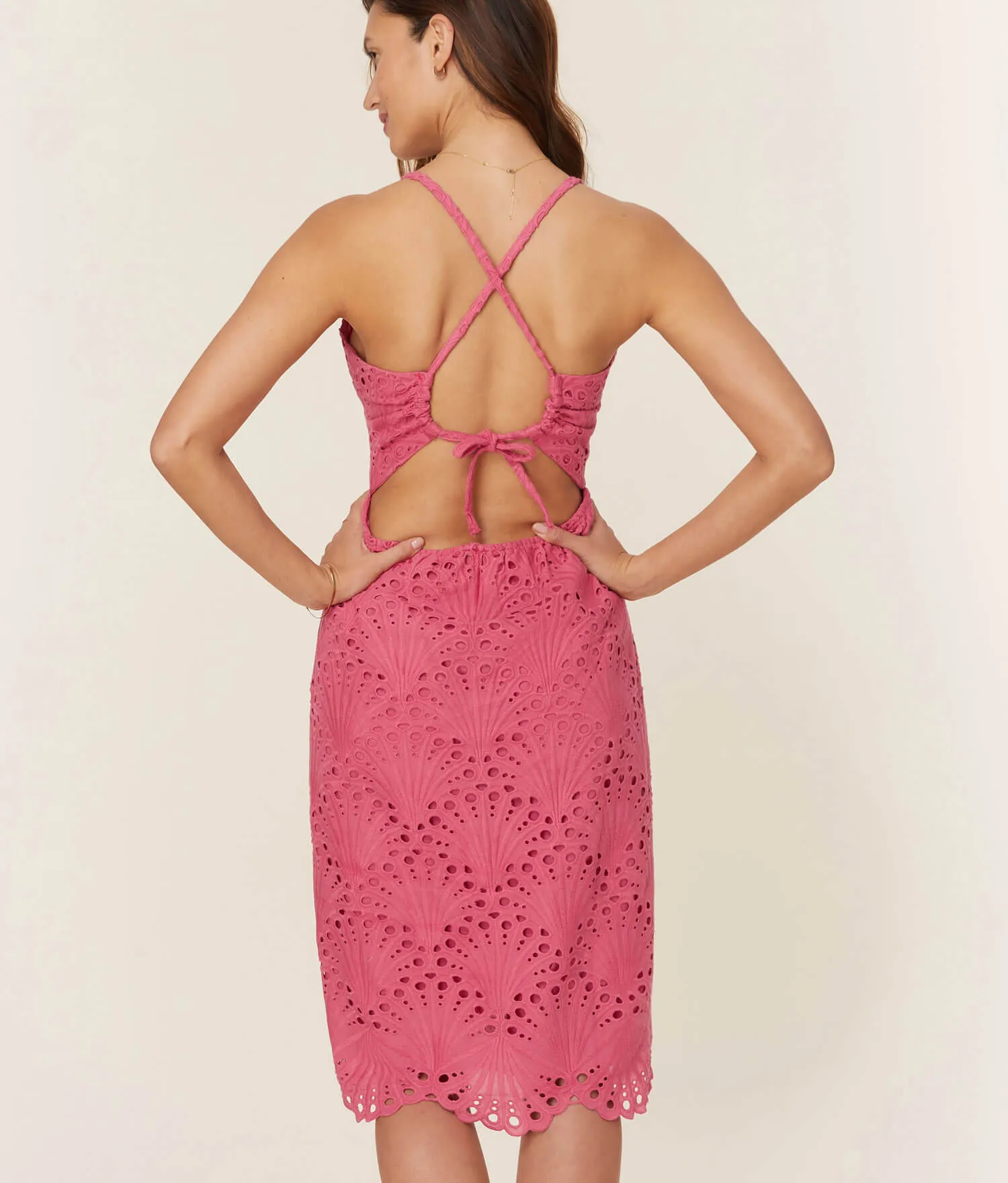 The Roatan Midi Dress - Eyelet - Rosette