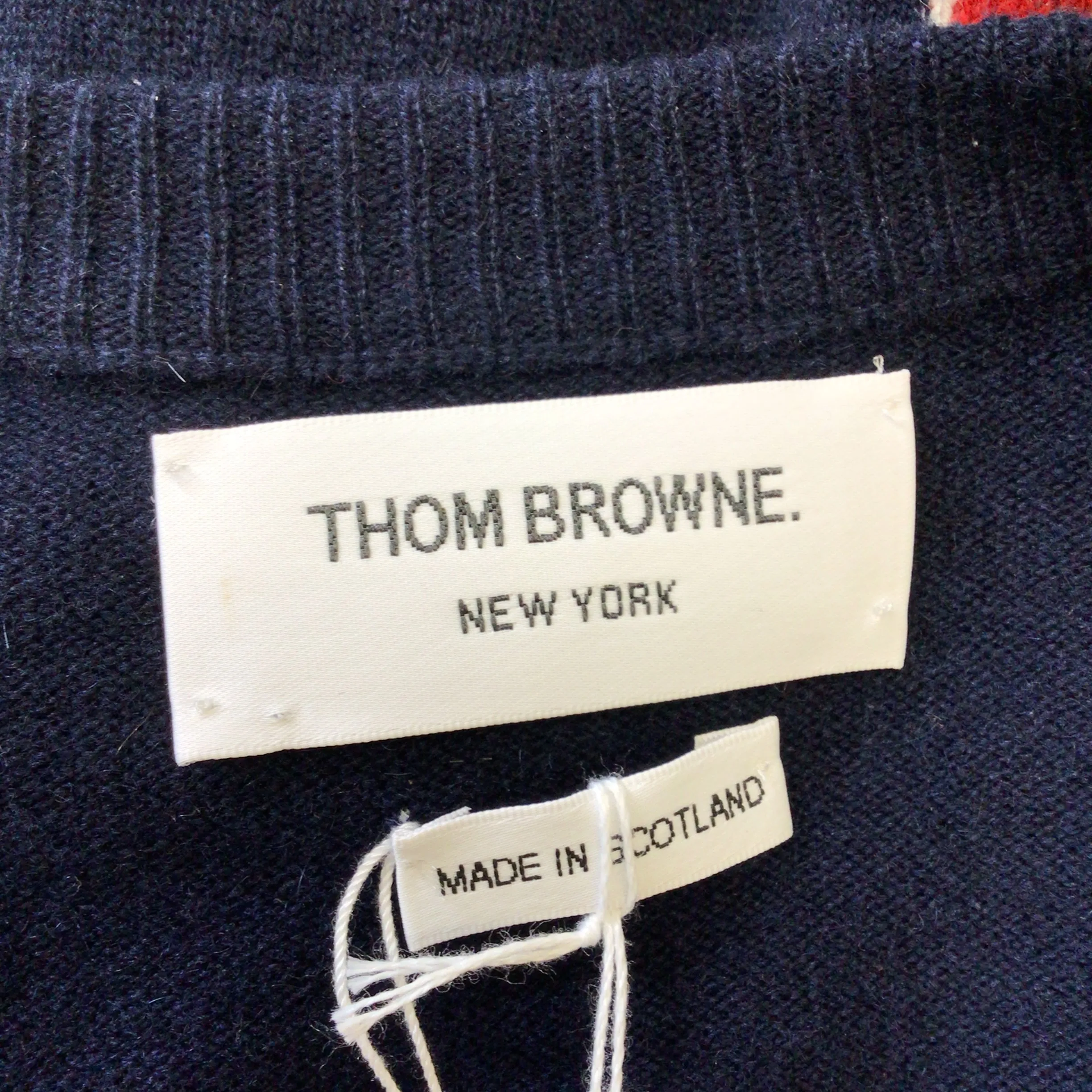 Thom Browne Navy Blue Bow Design Long Sleeved Button-down Cashmere Knit Cardigan Sweater