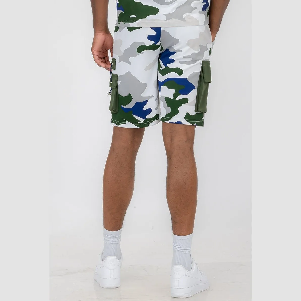 White Full Camo Toggle Shorts