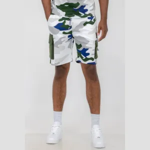 White Full Camo Toggle Shorts