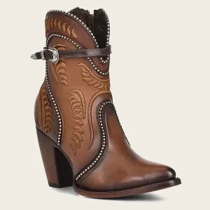 Women's Cuadra Embroidered honey leather western bootie