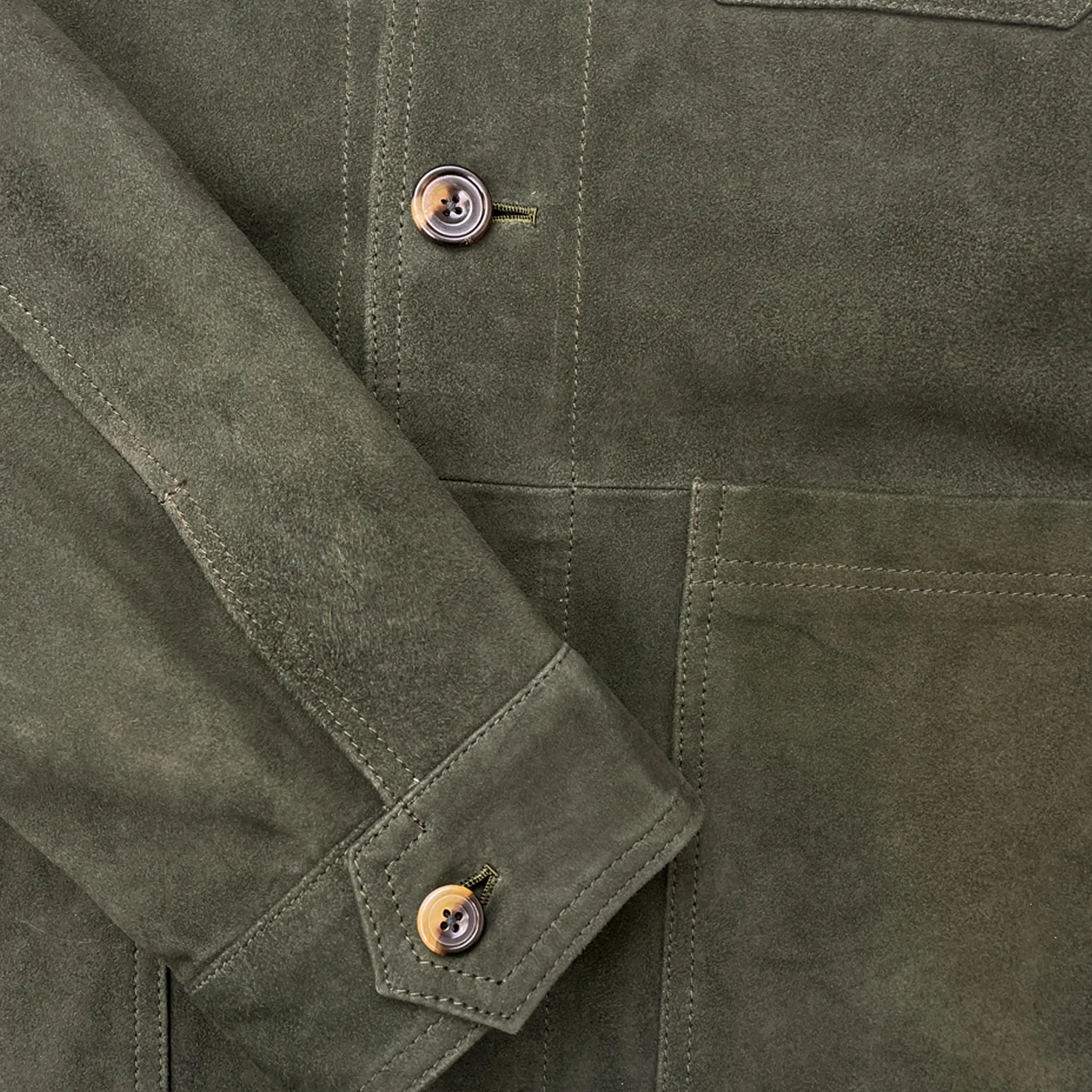 Worker Jacket in Forest Green Suede