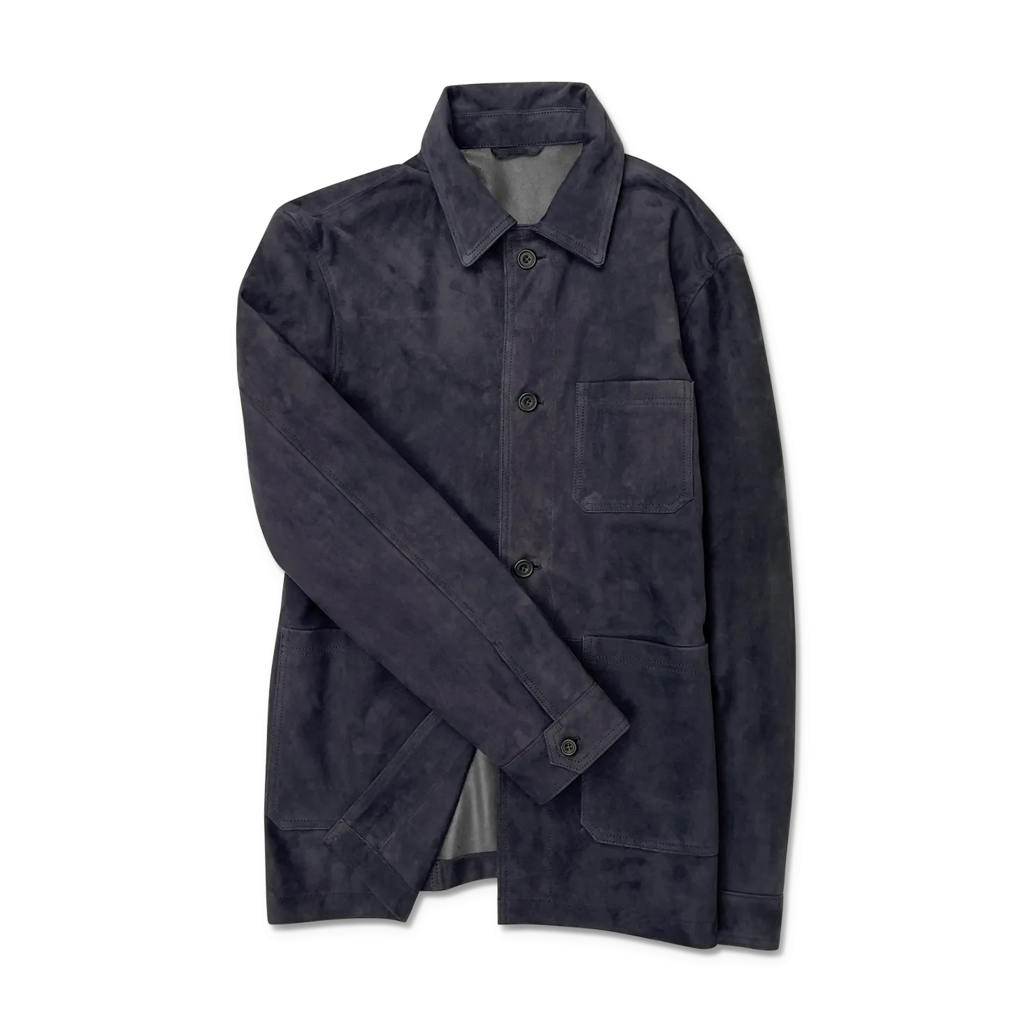 Worker Jacket in Navy Blue Suede